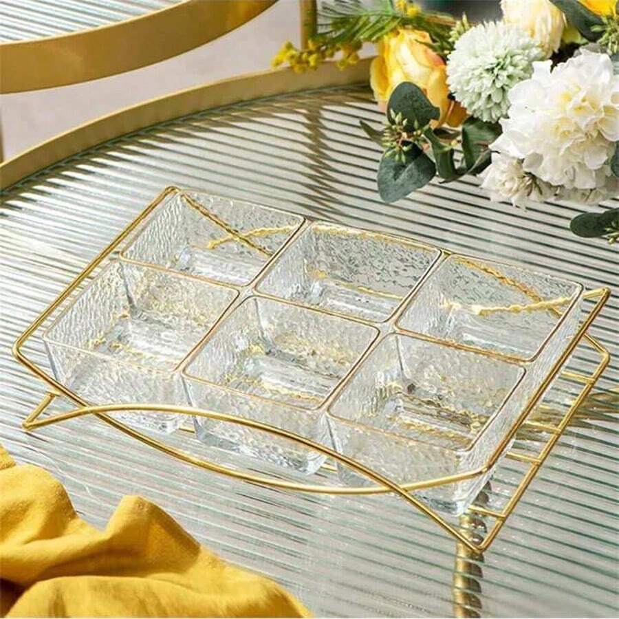 1 bộ khay kim loại cong để đựng đồ ăn nhẹ, trái cây sấy khô, trái cây - Trong sáng - Xem 1