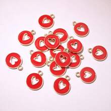 20 peças 15x12mm esmalte dupla face coração vazado pingente faça você mesmo acessórios para fazer joias pulseira brincos colar