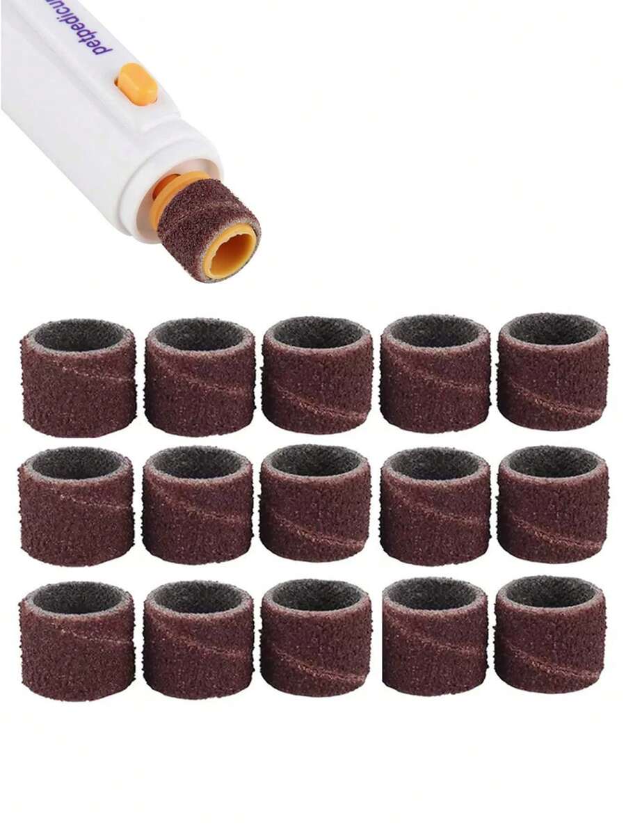15pcs/Set Pet Nail Grinder Replacement Sanding Rings - Rust Brown - View 1