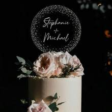 Personalized Cake Topper, Custom Cake Topper, Engraved Clear Acrylic, Wedding Gift Keepsake, Anniversary Cake Topper, Bridal - Multicolor - View 14