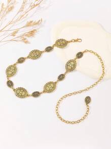1pc Women's Fashionable Metal Body Jewelry Waist Chain, Vintage Bohemian Style, Suitable For Dresses And Suits