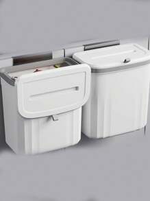 1 pieza Papelera montada en la pared, cubo de basura colgante para cocina o baño con tapa, cesto de residuos