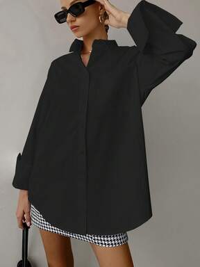 Chemisier ample à manches longues et col pour femmes, décontracté et mode