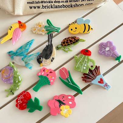 Cute Cartoon Floral Hairclip, Adorable Blue Color, Korean Hairpin, Rhinestone Accent, Versatile Sweet Girl Style, Creative Snail Animal Design Hair Clip For Women