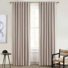 Nursery Curtains Neutral Blackout, Floor To Ceiling Track Privacy Curtains For Large Windows Room Divider Ecru Faux Linen Drapes 102 Inches Long Light Blocking (W50 X L102 2 Panels) - 青檸色 - 查看 9