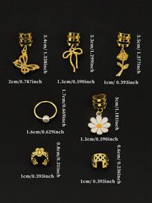 27pcs Y2K Butterfly Flower Scrunchies Hair Accessories, Suitable For Braiding, Perfect Gift For Girls And Women, Also Suitable For Balls, Parties And Music Festivals, Head Accesssories - Gold - View 7