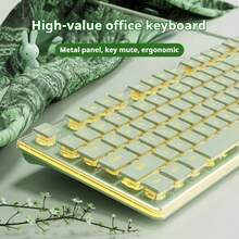EWEADN V3 Wired Office Keyboard, Full Size 104 Quiet Keys, Comfortable Typing With Pudding-Style Keycaps, All-Metal Panel, Soft LED Backlight, Ergonomic Design For Daily Work & Home Office - Multicolor - View 2