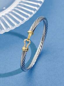 1 件时尚双色袖口手镯，礼物