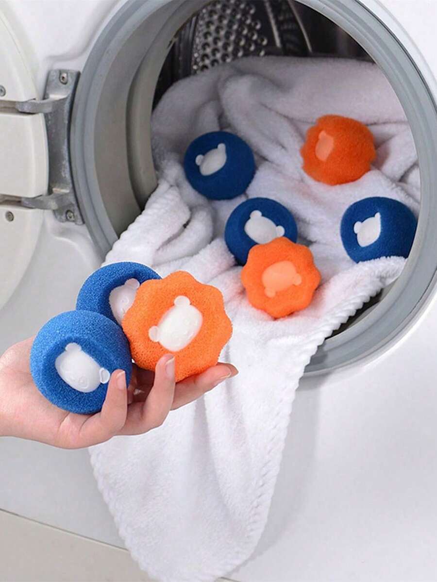 6pcs/Set Random Pet Hair Remover Balls, Reusable Laundry Dryer Balls, Reduce Wrinkles & Save Drying Time - Multicolor - View 1