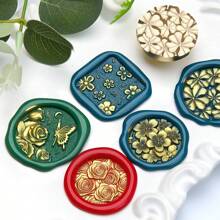 1 Pc, Cluster Flower Plant Series Sealing Wax Stamp Head, Suitable For Cards/Envelopes/Wedding Invitations/Gift Packaging/Suitable For Handmade DIY Production And Gift Sealing, School Supplies, Back To School