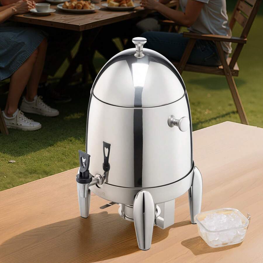 Stainless Steel Beverage Dispenser, 2.7 Gallon Drink Dispenser  With Alcohol Burner, Hot & Cold Drink Dispensers For Coffee Tea Hot Water, With Spigot Ice Tube, For Restaurants, Hotels, Parties - Stainless Steel 2.7 Gal - 查看 1