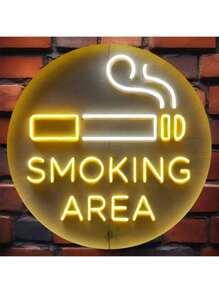 1 pezzo Cartello rotondo in ferro da 20x20cm (8x8 pollici) per area fumatori, con font vivace, non illuminato, in materiale ferroso, adatto per casa, bar, caffè