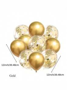 1套10个，现货批发12英寸亮片乳胶气球套装生日/婚礼新娘派对装饰精美纸卡包装