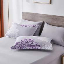 7 Pieces Chic Floral  Printed Bed Comforter Sets, Queen King, Soft And Comfortable Summer Bedding Sets, Bed In A Bag, Hotel Bedroom Room Decoration, 1 Comforter 2/4 Pillowcases, 1 Flat Sheet And 1 Fitted Sheet, Perfect Gift For All Four Seasons - Màu tím - Xem 7