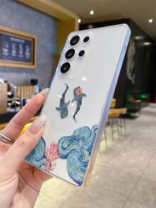 1pc Whale Design Transparent Anti-Scratch Anti-Fingerprint TPU Soft Phone Case, Precise Cutout For Camera Protection, Compatible With Samsung, Apple, Nothing, Pixel, INFINIX, Redmi - Clear - View 4