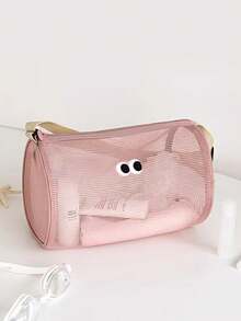 1pc Cylindrical Mesh Breathable Casual Travel Handbag & Crossbody Bag, Beach & Swimming Toiletry Storage Bag Toiletry Bag For Ladies,Small Makeup Bag,Toiletry Bag For Ladies,Small Makeup Bag,Toiletry Bag For Women,Gifts For Women,Christmas Gifts,Gift Ideas For Women - Multicolor - View 11