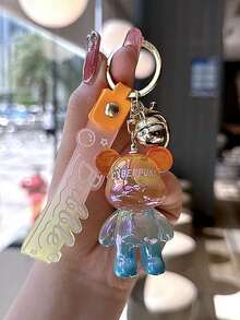 1pc Creative Colorful Standing Bear Keychain Pendant, Cute Gradient Color Animal Figurine Keychain Decor, Suitable Gift For Classmates, Friends, Family, Valentine's Day, Birthday, Party Outfit Accessories School Car Accessories Goth Y2k
