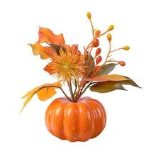 Halloween Artificial Pumpkin Decoration With Leaves Plants Party Table Centerpieces Decor - Multicolor - View 6