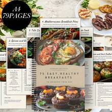 75 Sheets Of Healthy Breakfast Paper - Adult High Protein Recipe Log, In English, Spiral Bound Meal Planning Board With Weight Loss And Fitness Breakfast Ideas,School Supplies,Back To School - Multicolor - View 7