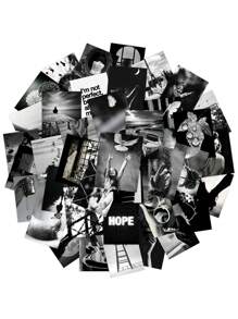 50/150pcs Black & White Artistic Atmosphere Photo Stickers, Personalized Artistic Style, Waterproof PVC Material, Suitable For Helmet Decoration, Car Decor, Party Decor, Labels, Self-Adhesive Stickers, Scrapbooks, Laptops, Luggage, Guitars, Water Bottles, Phone Cases, Urban Youth Fashion Decor