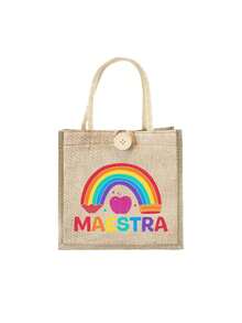 Rainbow Pencil Print Tote Bag Set, Tote Bag And Makeup Bag, Lightweight Large Capacity Tote Bag, Reusable Burlap Shopping Bag, Portable Travel Beach Bag With Makeup Bag, Best Gift For Teacher'S Day, Nurse'S Day, Birthday, Anniversary, Suitable For Weddings - Multicolor - View 17
