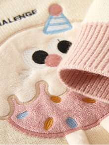 enmi bear 女婴毛衣，新款时尚针织上衣，保暖内衬，加厚款，儿童服装，冬季