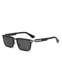 1 Pair Unisex Metal Zinc Alloy Retro Solid Color Casual Rectangular Sports Fishing Decorative Fashionable Glasses, Suitable For Daily Use