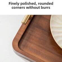 1 件复古奢华竹茶盘，新中式长方形竹制商用茶盘甜点/烧烤/餐盘带手柄