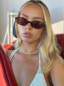 Tropiscape 1副新款复古椭圆形小框时尚眼镜，女士时尚高端休闲街头摄影眼镜，圣诞节必备秋冬女装商务休闲礼物沙滩配饰，时尚眼镜墨镜沙滩秋季圣诞节冬季圣诞礼物 - 豹紋框茶片 - 查看 8