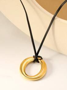Vacuum Electroplating Personalized Necklace, Stainless Steel O-Ring Pendant Necklace, Suitable For Women's Commuting.