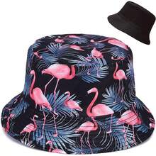 Unisex Reversible Bucket Hat For Beach And Fishing - Flamingo Black - View 1
