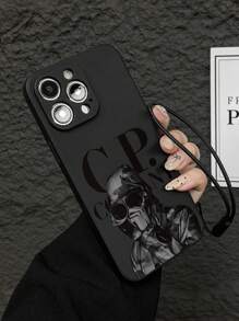 1 pieza Funda de teléfono con borde recto mate y patrón de CP a la moda, compatible con Apple 11/12/13/14/15/16/16 Pro/16 Pro Max, Galaxy A05/A15/A25/A35/A53/A54/A55/S23/S24, serie Redmi