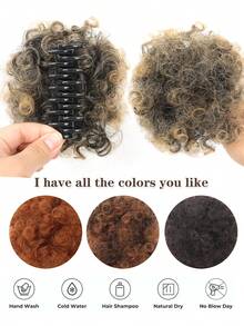 Synthetic Afro Puff Hair Bun Kinky Curly Ponytail Clip-In Extensions Updo Hairpieces For Women Daily Party Use