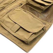 Men's Mesh Breathable Openwork Camouflage Journalist Photographer Fishing Vest Waistcoat CoatChristmas FW4R - 卡其色02 - 查看 2
