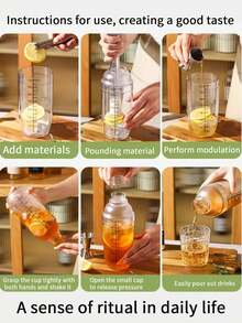 1 Peça Copo Medidor Agitador para Chá de Limão, Chá de Frutas, Chá de Leite, Copo Misturador Transparente, Resistente ao Frio, Calor e Pressão, Com Design de Pegador para Bebidas Frias, Usado como Utensílio de Cozinha, Garrafa Esportiva, Garrafa de Água para Uso Externo