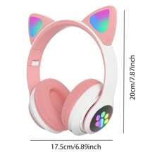 Cat Ear RGB Wireless Gaming Headset Wireless 5.3, 40H Playtime, Adorable Foldable Headphones, LED - Equipped Wireless Headphones, Wireless High Fidelity Sound Quality, Can Play For A Long Time, Cat Ear RGB Headphones For Kids, Foldable Christmas Halloween Gift With LED Lights