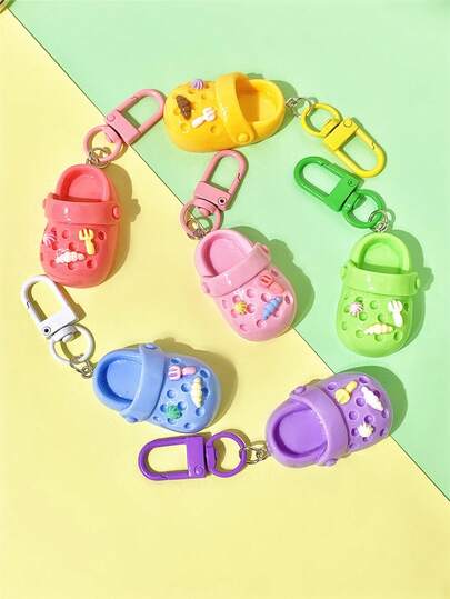 6 件套彩色迷你拖鞋钥匙扣可爱卡通甜美小鞋子吊坠包包配饰适合日常搭配、派对礼物