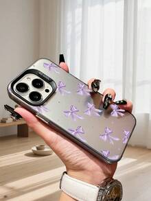 GALLAPLE Purple Bow And Polka Dot Pattern Mobile Phone Case, Korean Sweetness Style Design,For IPhone 16 15 14 13 12 11 8 7 X XS XSMAX Plus Pro ProMax SE4 16e Case - Hồng - Xem 3