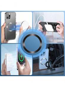 5 Packs Upgrade Smooth Rings For Magnetic Wireless Charger For 15 14 Pro Max 13 12 11 Mini Metal Iron Plate Sticker Magnet Car Phone Holder Plate Install Outside Of For Case - Black - View 3