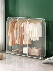 Funda protectora de plástico transparente para perchero de ropa - Perchero autoportante de doble barra con cremallera completa para proteger bolsos y ropa del polvo