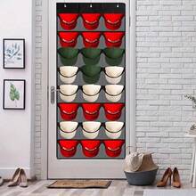 24 Pockets Hat Organizer Bag - Hat Organizer, Baseball Cap Rack, Hat Hanging Bag - With 3 Hooks Wall/Door Mounted Baseball Cap Rack, 24 Deep Pockets