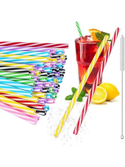 100 Pezzi di cannucce riutilizzabili, cannucce in plastica lavabili in lavastoviglie, cannucce in plastica per frullati, succhi, cocktail, bevande calde, lunghezza 23 cm (25/50/100 pezzi)