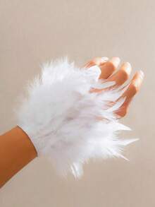 1pc Feather Cuff, Feather Armband, Show Leg Decoration Bracelet, Suitable For Carnival Party, Cosplay, Stage Performance, Halloween - 1 Piece Solid Color Bracelet - View 3