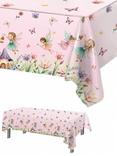 1pc Theme Party Tablecloth, Birthday Tablecloth, Party Decoration Tablecloth, Wedding Party Room Dining Table Decor, Disposable Tablecloth For Party Gifts, Fairy Yeast Birthday Tablecloth, Kitchen Decor