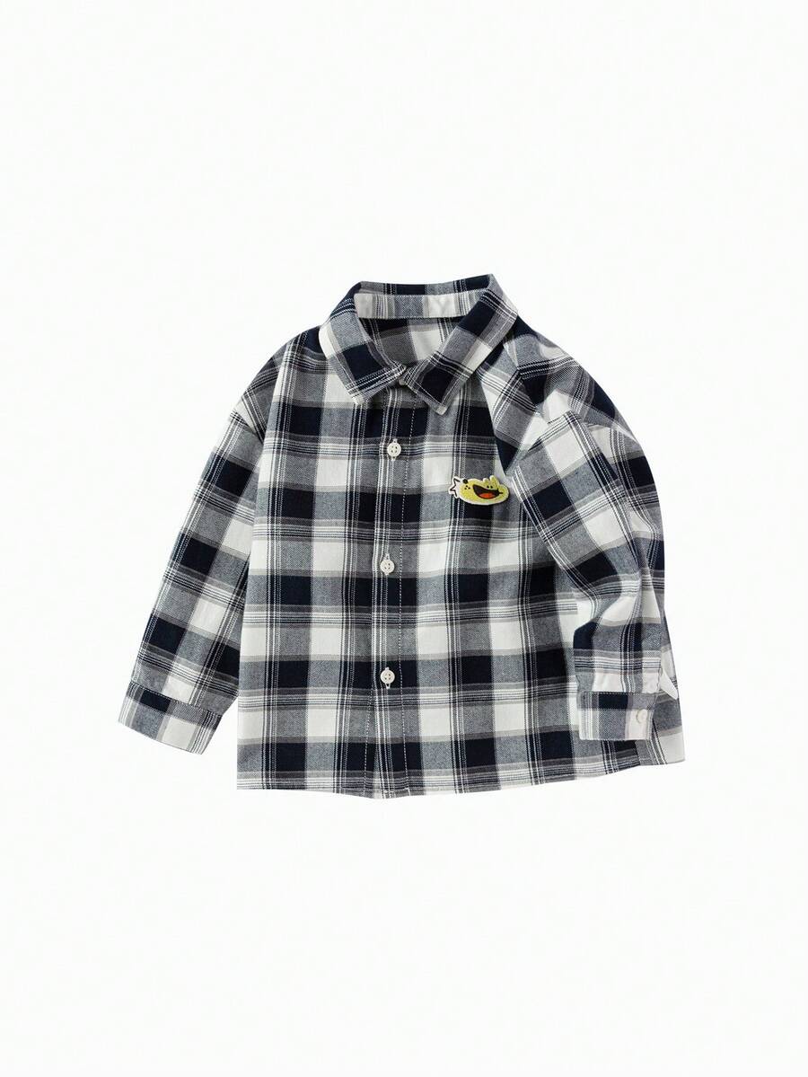 Balabala Boys Plaid Flannel Shirt 2025 New Thick Cozy Jacket - Black and White - View 1