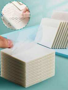 1 包 50 张透明便签，10 包/500 张带粘合剂的简易便签，用于做笔记、备忘录的突出显示贴纸，适用于学校用品、办公文具、学生、专业人士、家庭使用、返校 - 無色 - 查看 10