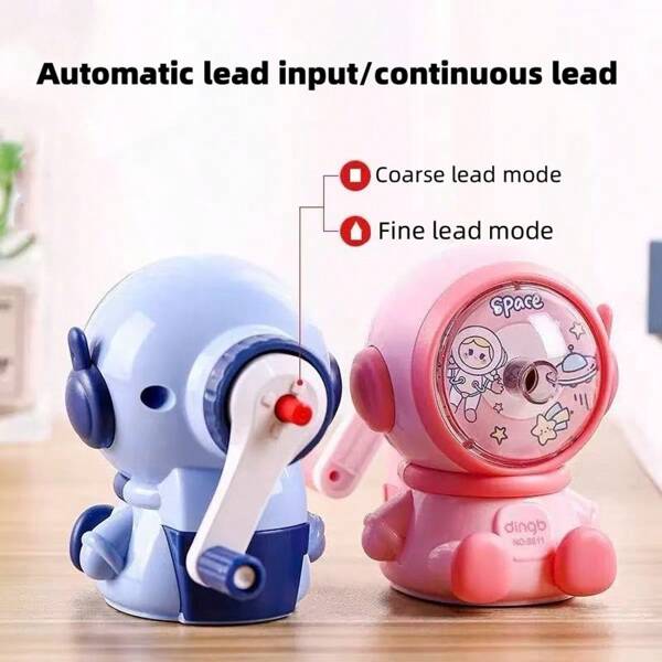 1pc Astronaut Elementary School Students, Junior High School Students, Pen Sharpener Hand-Turn Pen Sharpener For Children Pen Sharpener Automatic Lead-In Durable Planer For Pen Sharpening Machine, No Lead Jammed, Suitable For Multi-Model Pencils, 2-Speed Adjustable Thickness And Adjustable, Return To School Season. , Back To School Gifts