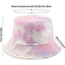 Unisex Reversible Bucket Hat For Beach And Fishing - Mixed Pink Purple Tie-dye - View 3