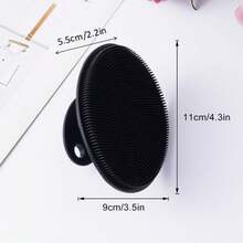 4 件套硅胶身体刷套装 - 1 个长柄背部刷、1 个短柄淋浴刷、1 个面部刷、1 个发刷、柔软身体去角质软毛浴刷、手持式身体/面部清洁和按摩 - 黑色 - 查看 4