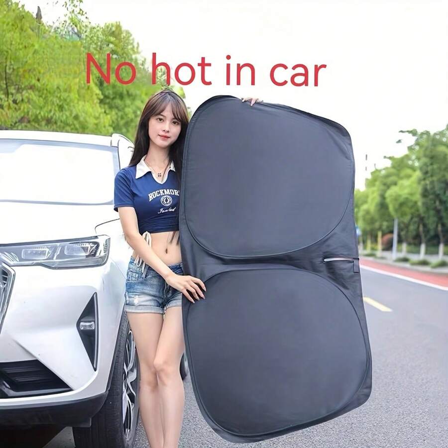 1pc Car Windshield Sunshade - Reflective Surface UV Blocking Heat Shield, Portable In-Car Sun Visor Protector, Fit For All Vehicle Models